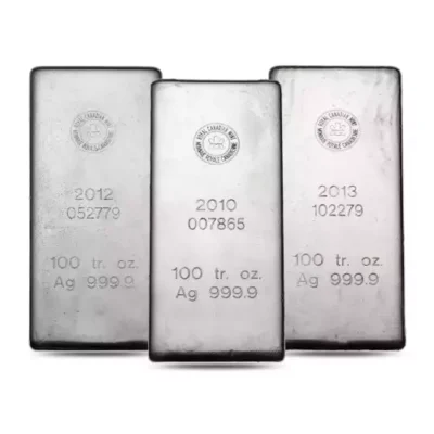 100 oz Silver Bar – Royal Canadian Mint (RCM) – Old Design